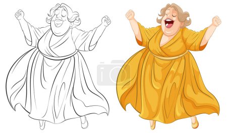Illustration of a happy woman dancing with joy