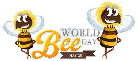 Two cartoon bees celebrating World Bee Day