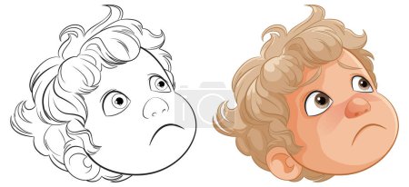 Ilustración de Ilustración de un niño con dos expresiones contrastantes. - Imagen libre de derechos