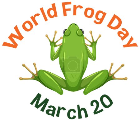 Green frog graphic for World Frog Day, March 20