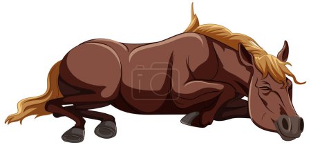 Téléchargez les illustrations : Un cheval paisible couché dans un style d'art vectoriel. - en licence libre de droit