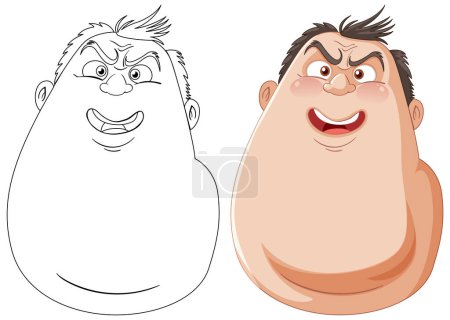 Illustration for Two cartoon characters showing different emotions - Royalty Free Image