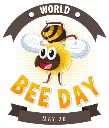 Abeille de bande dessinée avec un chapeau pour l'événement Journée mondiale de l'abeille