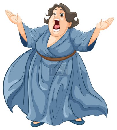 Illustration for Illustration of an animated opera singer singing passionately - Royalty Free Image