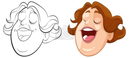 Illustration for Colorful, happy cartoon face with a wide smile - Royalty Free Image