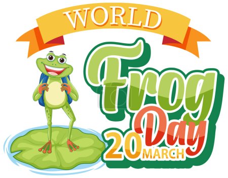 Téléchargez les illustrations : Grenouille joyeuse célébrant l'événement Journée mondiale de la grenouille - en licence libre de droit