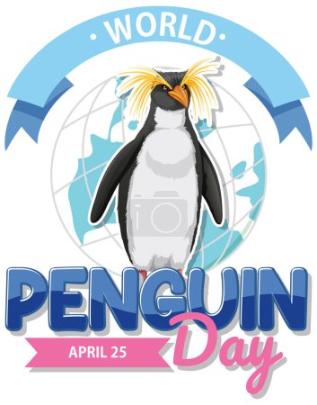 Colorful vector graphic for World Penguin Day, April 25