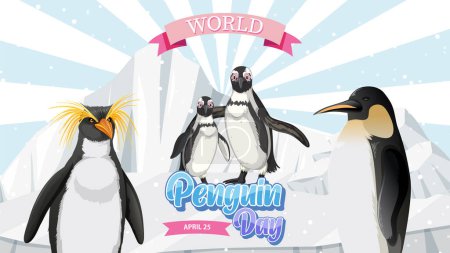 Ilustración de Colorido vector celebrando pingüinos y conservación - Imagen libre de derechos