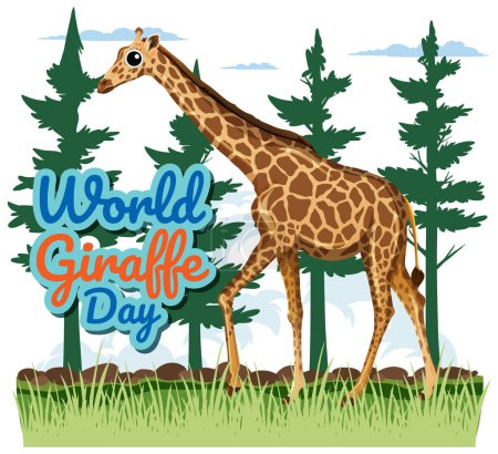 Téléchargez les illustrations : Graphique vectoriel d'une girafe lors de la Journée mondiale de la girafe - en licence libre de droit