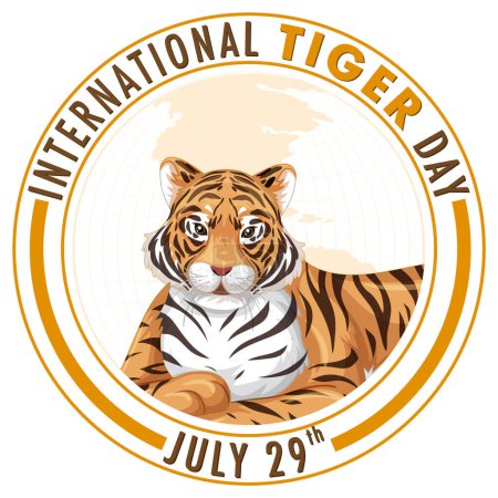 Téléchargez les illustrations : Insigne vectoriel commémorant la Journée internationale du tigre, 29 juillet - en licence libre de droit