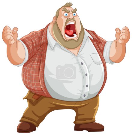 Ilustración de Dibujos animados de un hombre gritando de rabia - Imagen libre de derechos
