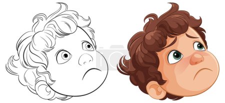Two cartoon kids with expressive curious faces
