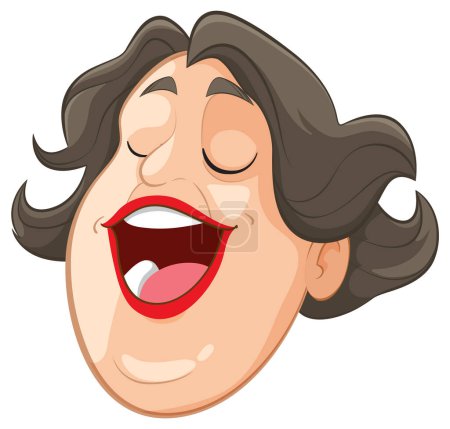 Illustration for Vector illustration of a laughing woman's face. - Royalty Free Image