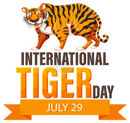 Téléchargez les illustrations : Graphique vectoriel pour la Journée internationale du tigre, 29 juillet - en licence libre de droit