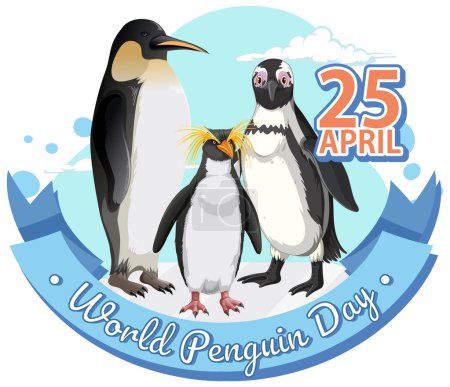 Téléchargez les illustrations : Vecteur coloré célébrant les pingouins et la conservation - en licence libre de droit