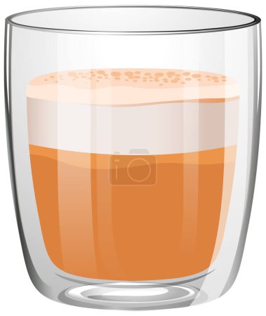 Téléchargez les illustrations : Illustration vectorielle d'une boisson dans une tasse en verre. - en licence libre de droit