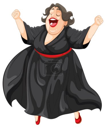 Vector of a happy woman with arms raised