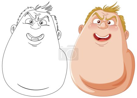 Illustration for Two cartoon characters showing different emotions - Royalty Free Image