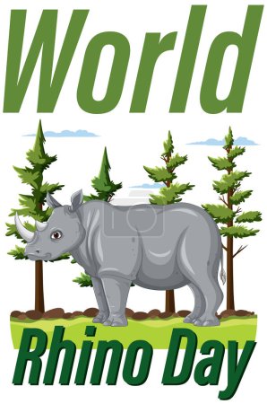 Vektorgrafik eines Nashorns zum Welt-Nashorn-Tag