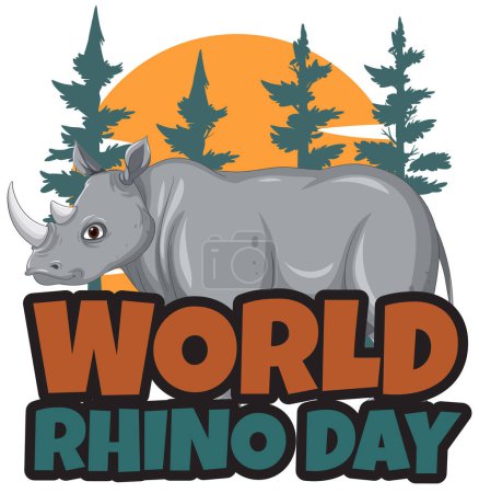Téléchargez les illustrations : Graphique vectoriel d'un rhinocéros pour la Journée mondiale du rhinocéros - en licence libre de droit