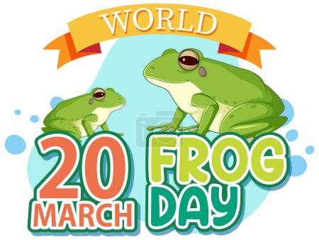 Illustration for Two cartoon frogs celebrating World Frog Day - Royalty Free Image