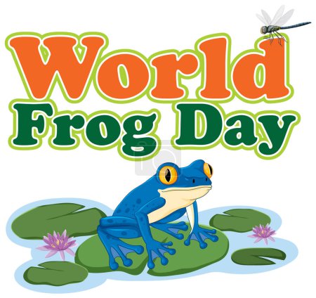 Ilustración de Colorido vector de una rana celebrando el Día Mundial de la Rana - Imagen libre de derechos