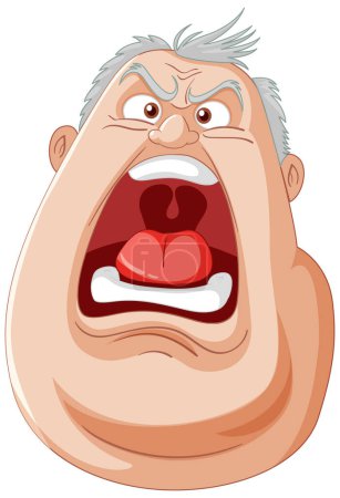 Illustration for Cartoon of a man yelling with a furious expression. - Royalty Free Image