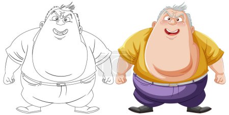 Illustration for Two-stage transformation of a man getting fit - Royalty Free Image