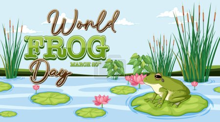 Téléchargez les photos : Illustration vectorielle d'une grenouille lors de la Journée mondiale de la grenouille - en image libre de droit