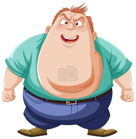 Vektorillustration eines glücklichen, übergewichtigen Mannes.
