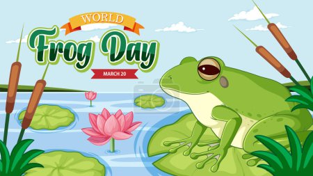 Vector graphic of a frog celebrating World Frog Day