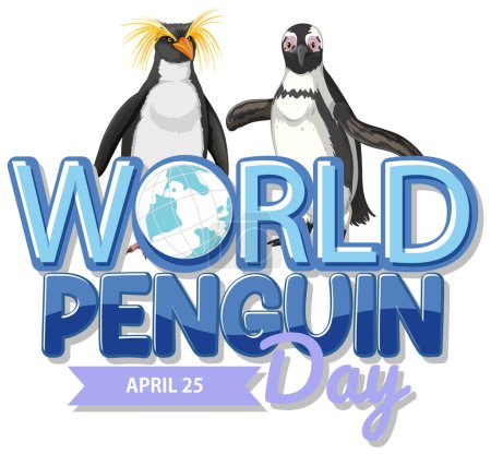 Téléchargez les illustrations : Deux pingouins avec un globe célébrant leur journée - en licence libre de droit