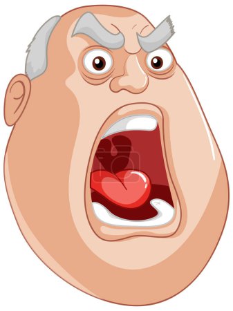 Illustration for Cartoon of an elderly man with a surprised face - Royalty Free Image
