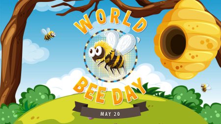 Téléchargez les illustrations : Vecteur coloré célébrant les abeilles et la nature - en licence libre de droit