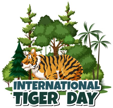Téléchargez les illustrations : Illustration d'un tigre dans une forêt verdoyante - en licence libre de droit