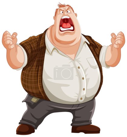 Illustration for Illustration of a furious man with exaggerated features. - Royalty Free Image