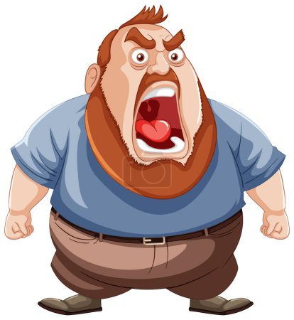 Dibujos animados de un hombre gritando de rabia o frustración