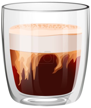 Ilustración vectorial del café en un vaso transparente