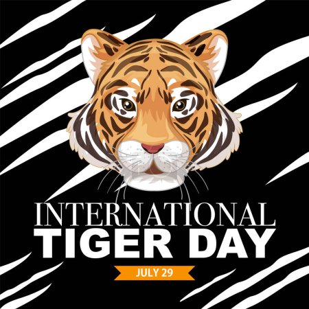 Téléchargez les photos : Illustration vectorielle pour la Journée internationale du tigre, 29 juillet - en image libre de droit