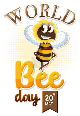 Téléchargez les illustrations : Abeille de bande dessinée célébrant l'événement Journée mondiale de l'abeille - en licence libre de droit