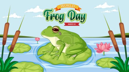 Ilustración de Ilustración vectorial de una rana celebrando el Día Mundial de la Rana - Imagen libre de derechos
