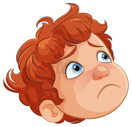 Vector graphic of a young boy with a puzzled expression