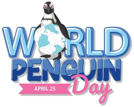 Ilustración de Colorido gráfico vectorial para el Día Mundial del Pingüino, 25 de abril - Imagen libre de derechos