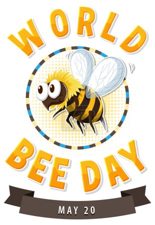 Caricature d'abeille avec texte pour l'événement Journée mondiale de l'abeille