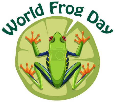 Téléchargez les illustrations : Illustration vectorielle d'une grenouille pour la Journée mondiale de la grenouille - en licence libre de droit