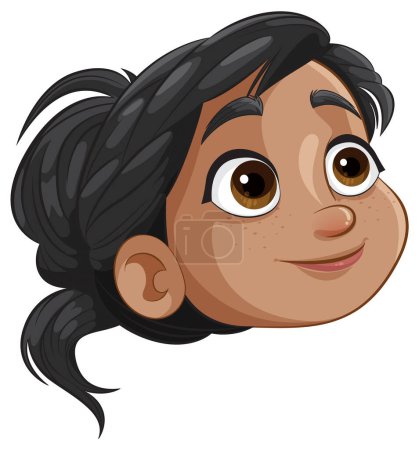 Illustration for Vector illustration of a happy young girl's face - Royalty Free Image