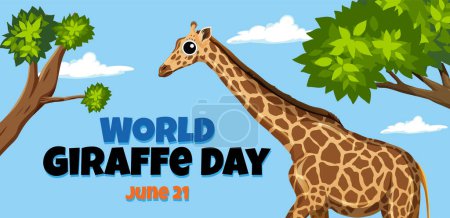 Ilustración de Vector gráfico de una jirafa celebrando el Día Mundial de la Jirafa - Imagen libre de derechos
