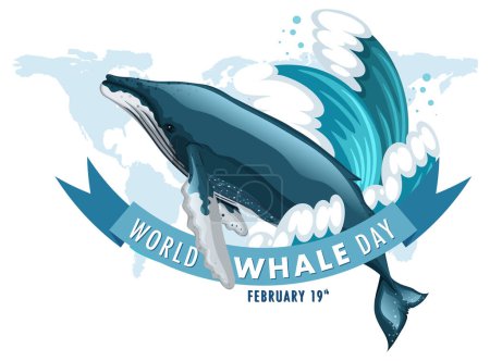 Gráfico vectorial de una ballena con el estandarte del Día Mundial de la Ballena