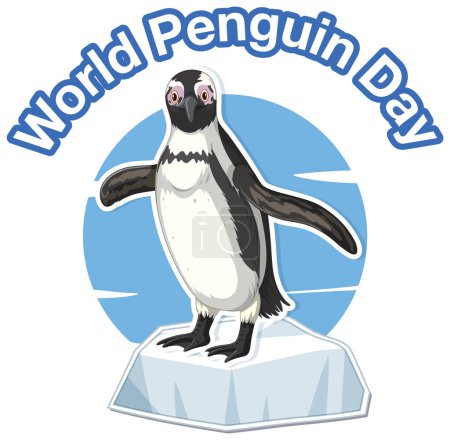 Lindo pingüino de pie sobre hielo, Día Mundial del Pingüino