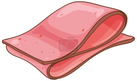 Cartoon vector of a folded ham slice